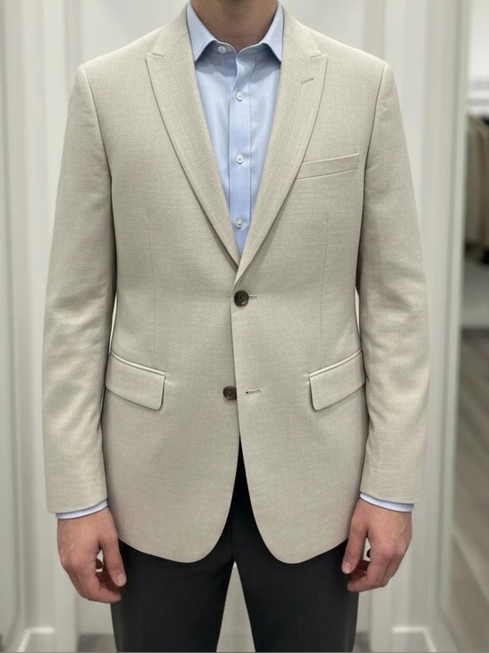 NWT  Topman Slim 42R Beige Linen Look 2- Button Single Breasted Blazer